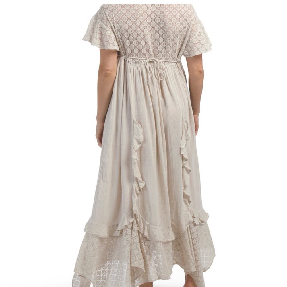 Free People Bring The Romance Midi Dress Khaki Beige Oversized XS￼ - Picture 2 of 15